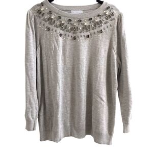 Embellished 3/4-sleeve sweater
